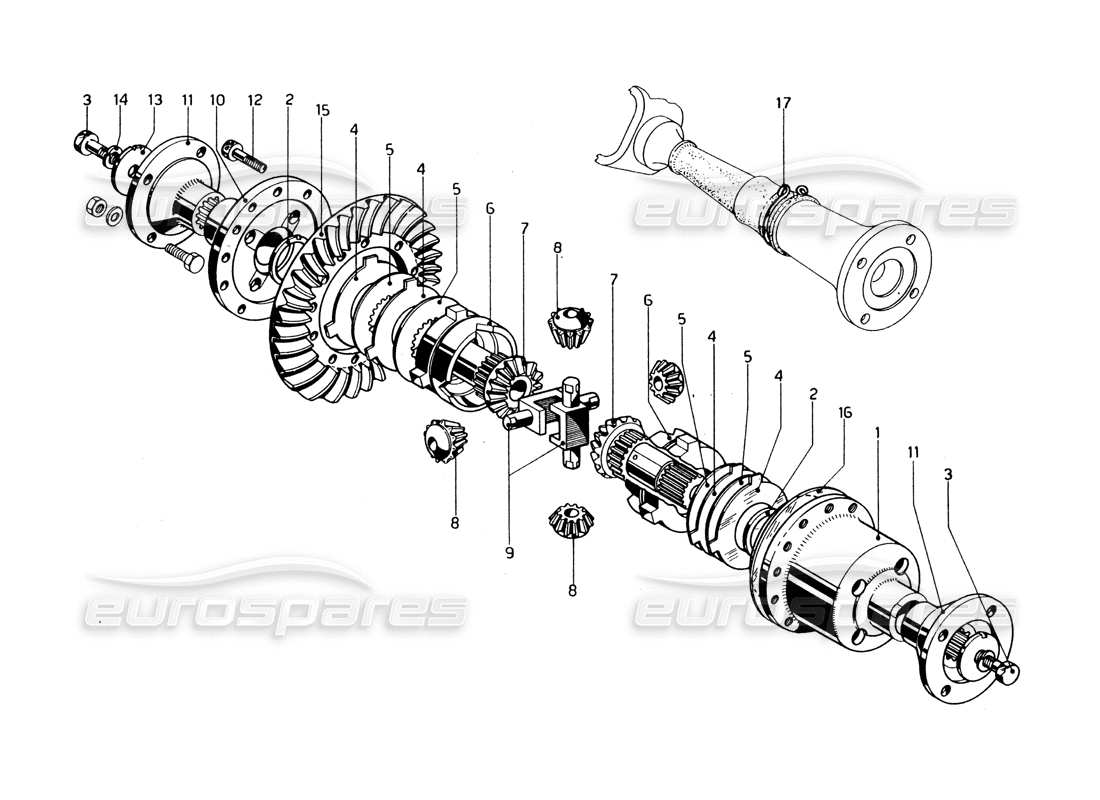 ferrari 275 gtb/gts 2 cam diferencial y eje de transmisión: modelos con volante a la izquierda diagrama de piezas