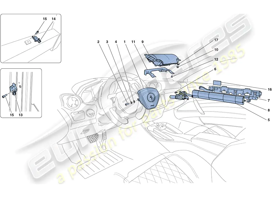 ferrari ff (rhd) bolsas de aire diagrama de piezas