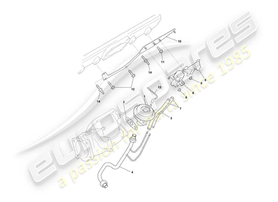 aston martin db7 vantage (2000) diagrama de piezas de los sistemas egr, dpfe y evr