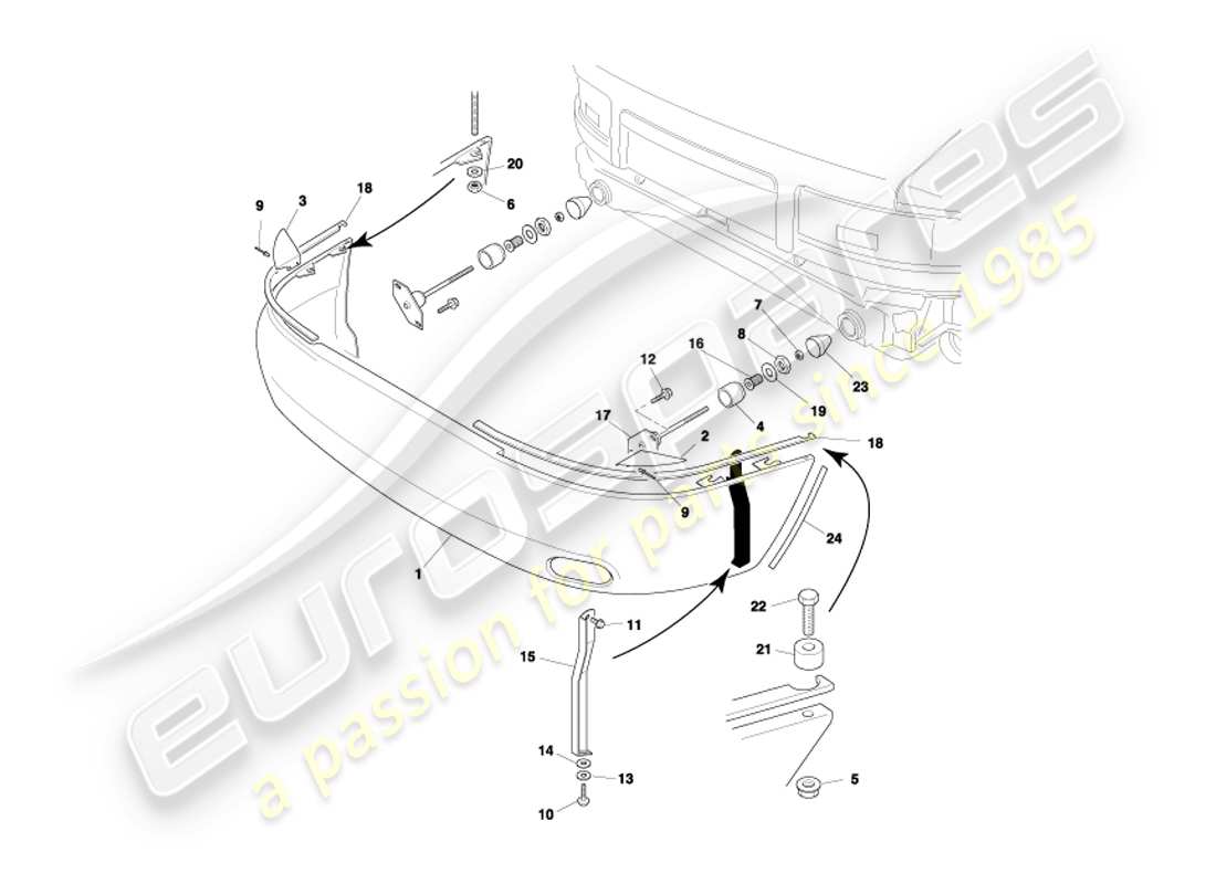 aston martin db7 vantage (2002) parachoques trasero, diagrama de piezas no ea
