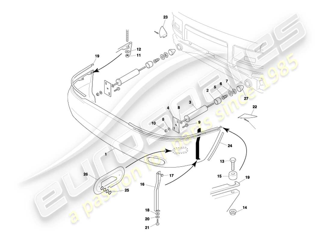 aston martin db7 vantage (2002) diagrama de pieza ea del parachoques trasero