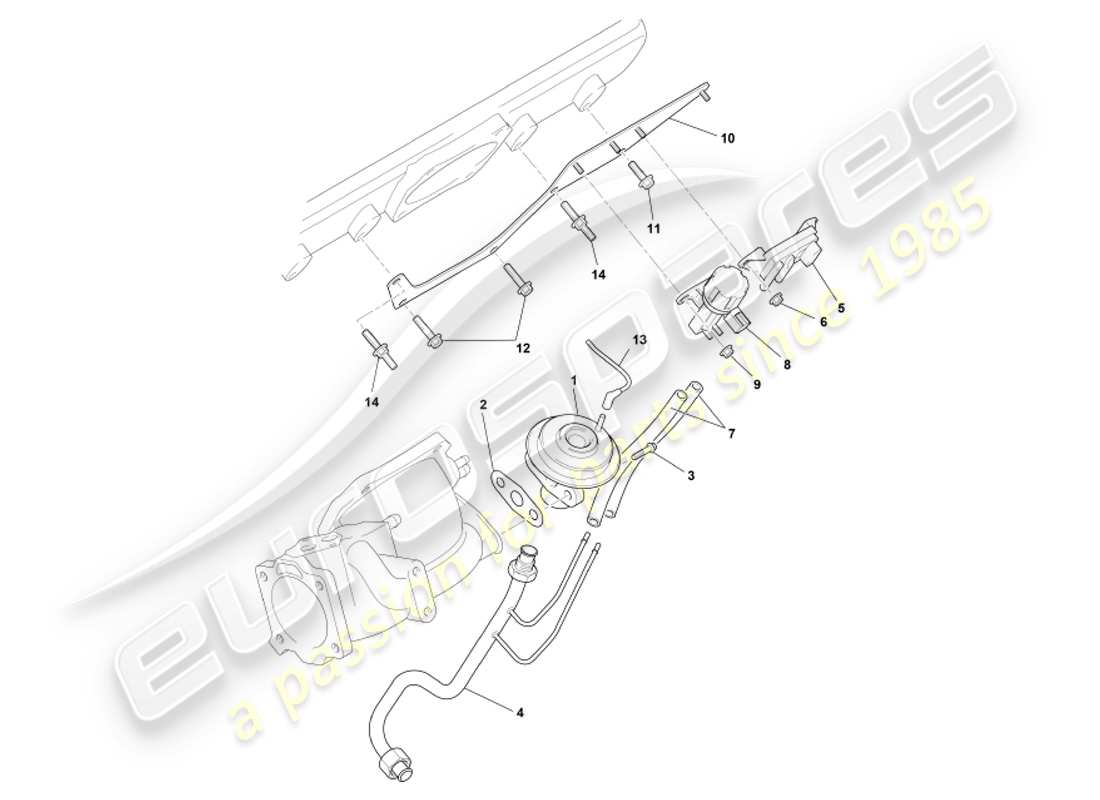 aston martin db7 vantage (2002) diagrama de piezas de los sistemas egr, dpfe y evr