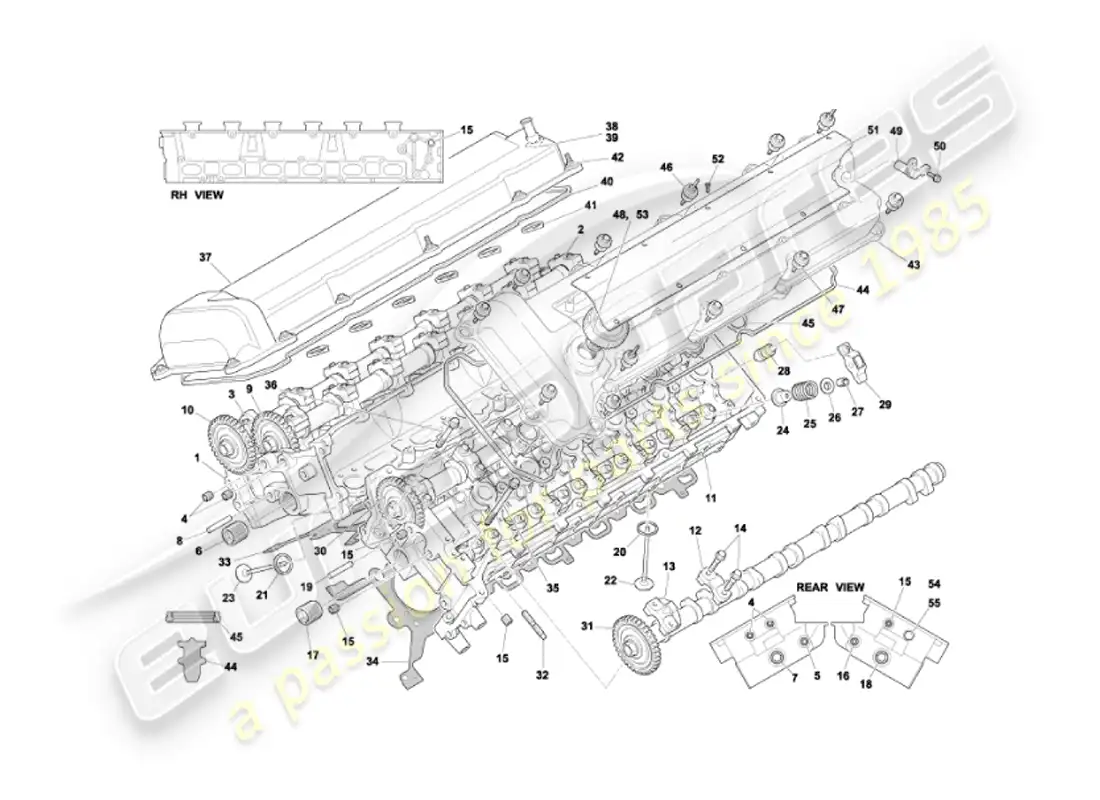 aston martin vanquish (2007) diagrama de piezas de culatas