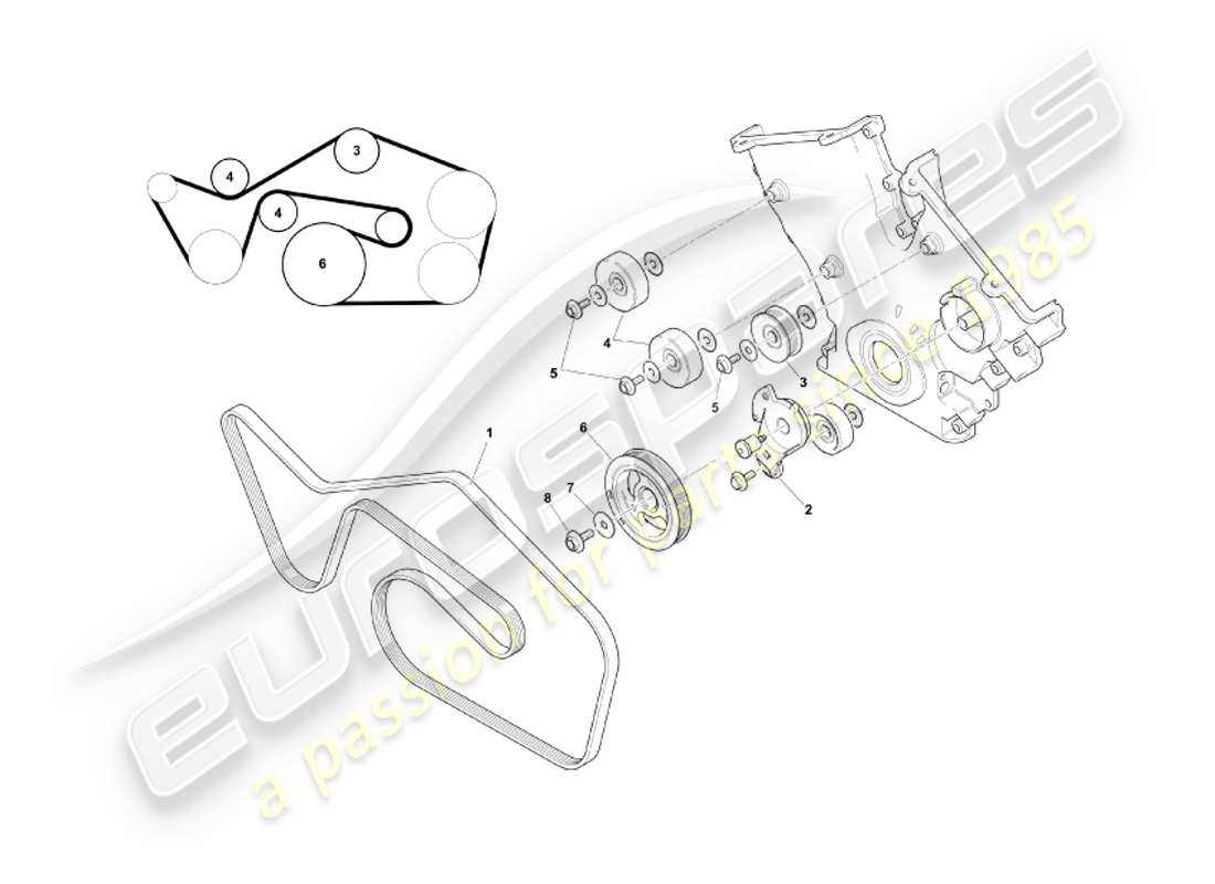 aston martin db7 vantage (2004) diagrama de piezas de correas y cadenas