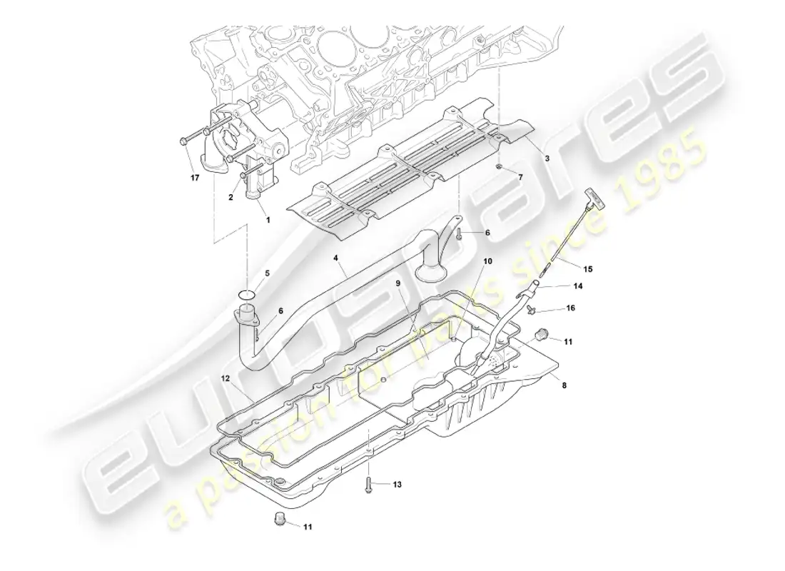 aston martin db7 vantage (2003) diagrama de piezas de bomba de aceite y sumidero