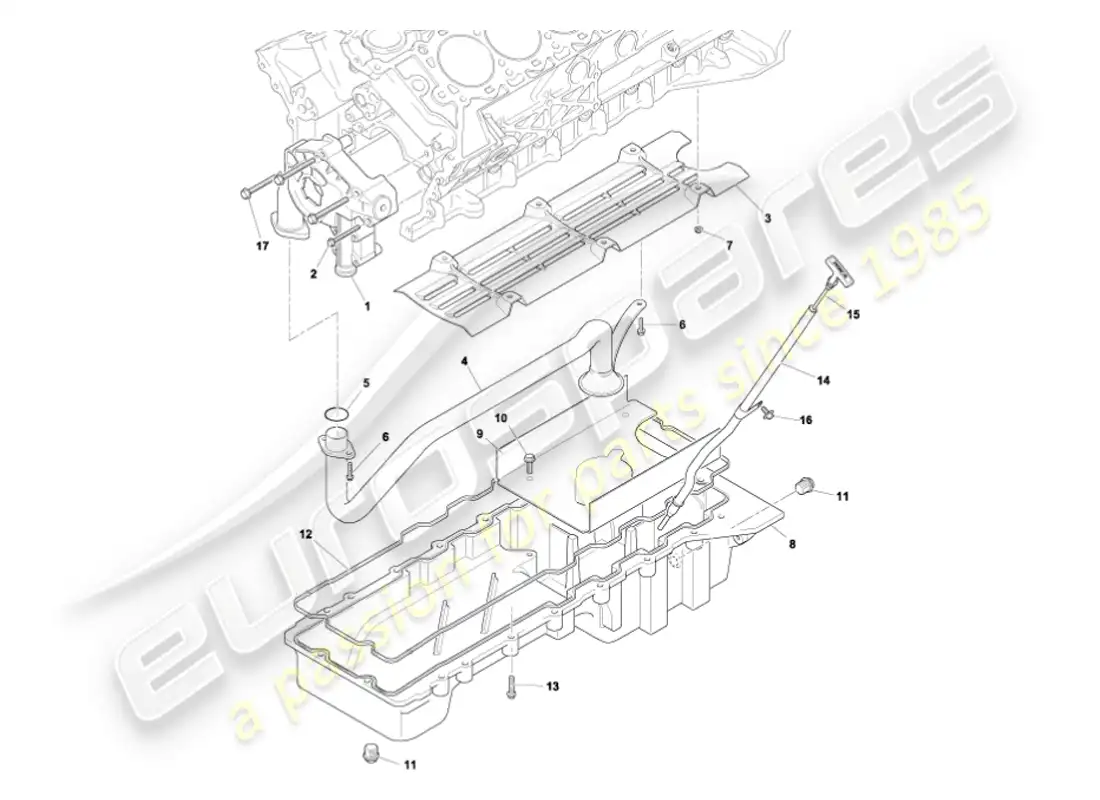 aston martin vanquish (2007) diagrama de piezas de bomba de aceite y sumidero