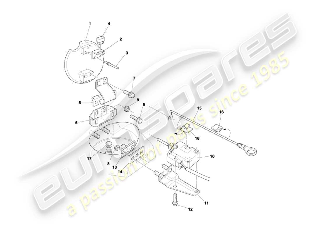 aston martin db7 vantage (2004) diagrama de piezas del mecanismo de trampilla de combustible