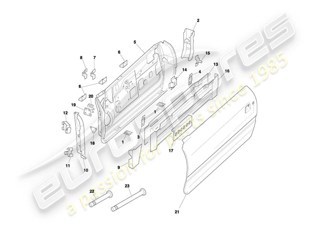 aston martin db7 vantage (2004) diagrama de piezas de puertas