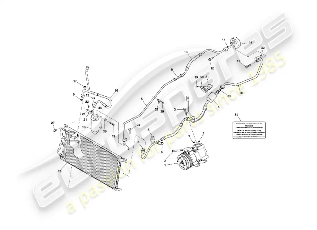 aston martin vanquish (2007) instalación del compartimiento del motor diagrama de piezas