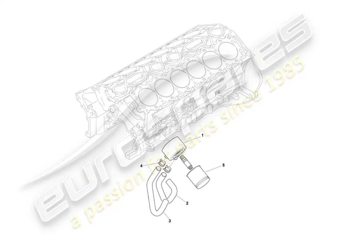 aston martin db7 vantage (2003) diagrama de piezas del sistema de refrigeración de aceite
