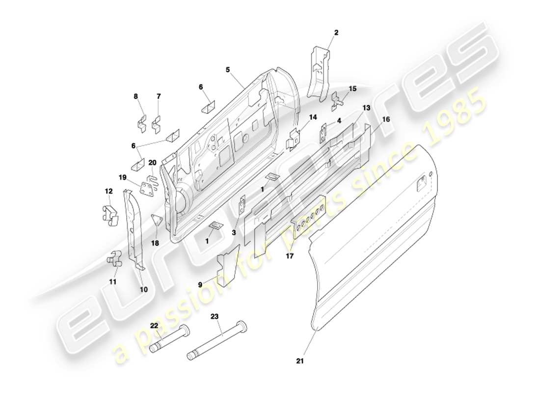 aston martin db7 vantage (2003) diagrama de piezas de puertas
