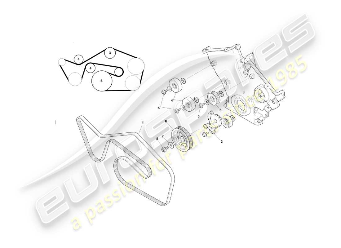 aston martin db7 vantage (2000) diagrama de piezas de correas y cadenas