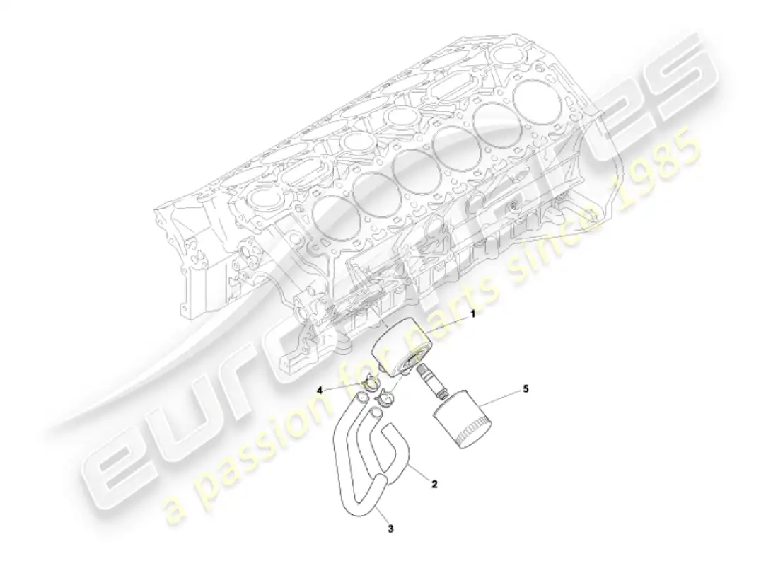 aston martin vanquish (2007) diagrama de piezas del sistema de refrigeración de aceite