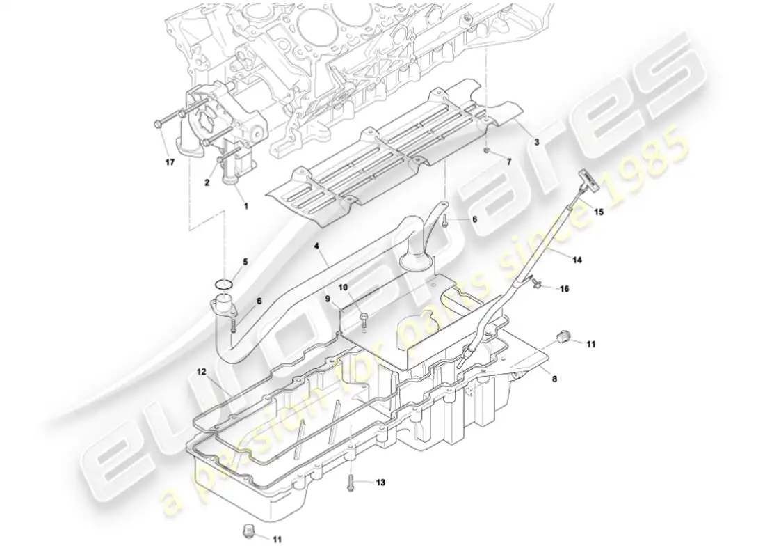 aston martin vanquish (2001) bomba de aceite y sumidero diagrama de piezas