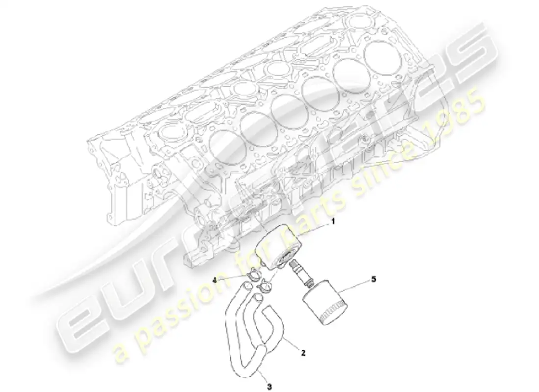 aston martin vanquish (2001) sistema de enfriamiento de aceite diagrama de piezas