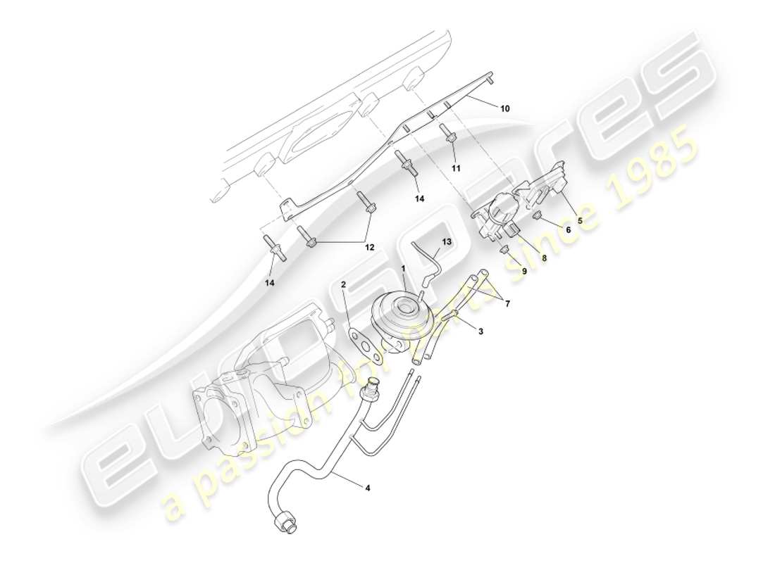 aston martin db7 vantage (2001) sistemas egr, dpfe y evr diagrama de piezas