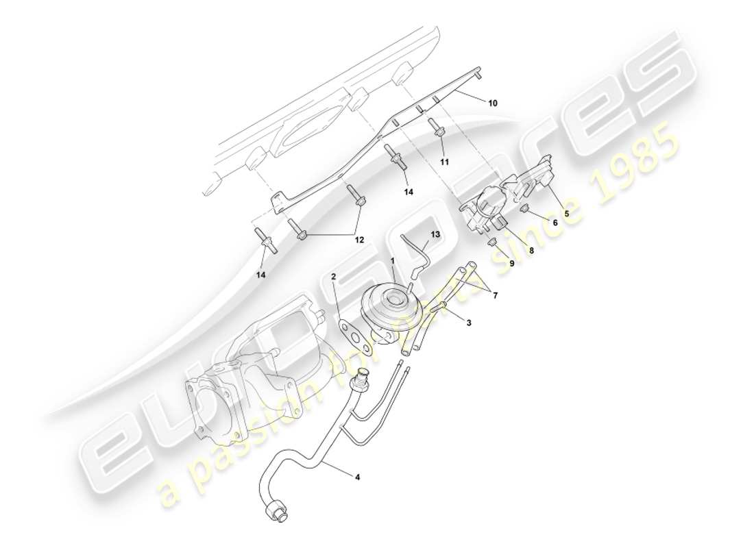 aston martin db7 vantage (2003) diagrama de piezas de los sistemas egr, dpfe y evr