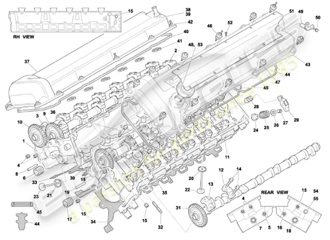 aston martin vanquish (2001) culatas diagrama de piezas