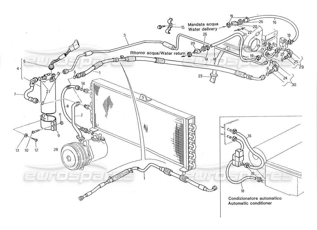 maserati 228 diagrama de piezas del sistema de aire acondicionado (dirección derecha)