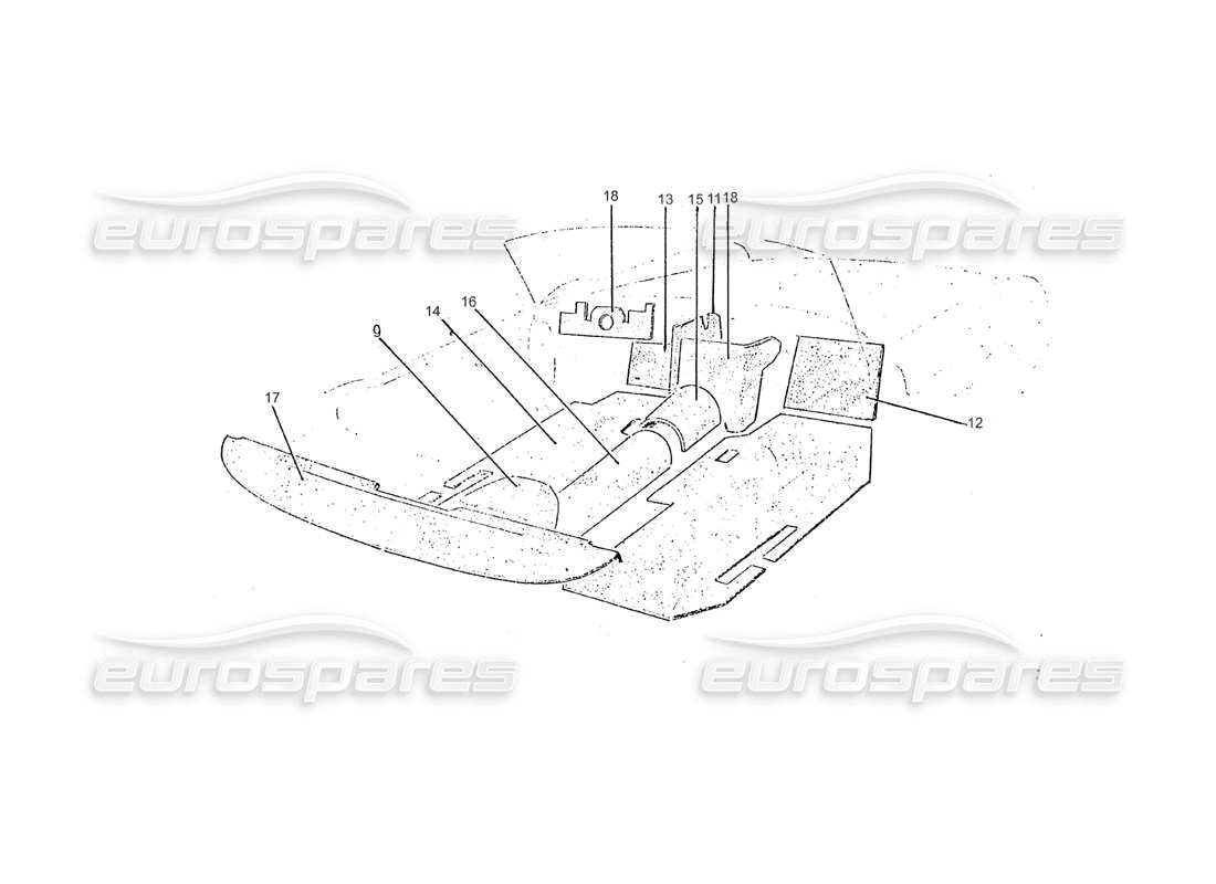 ferrari 275 (pininfarina coachwork) gruppo feltri bitumati (dvn 80 per quatro riguardi ie figura no 1-2-10) diagrama de piezas