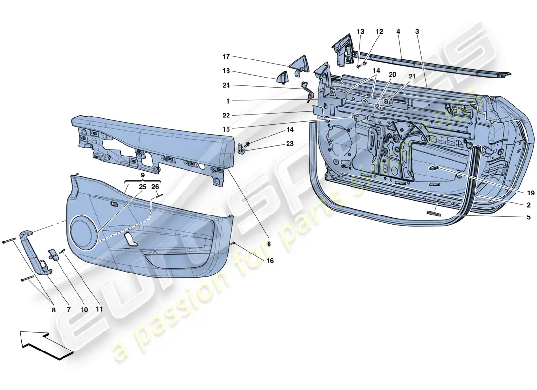 ferrari 458 speciale aperta (europe) puertas - subestructura y acabados diagrama de piezas