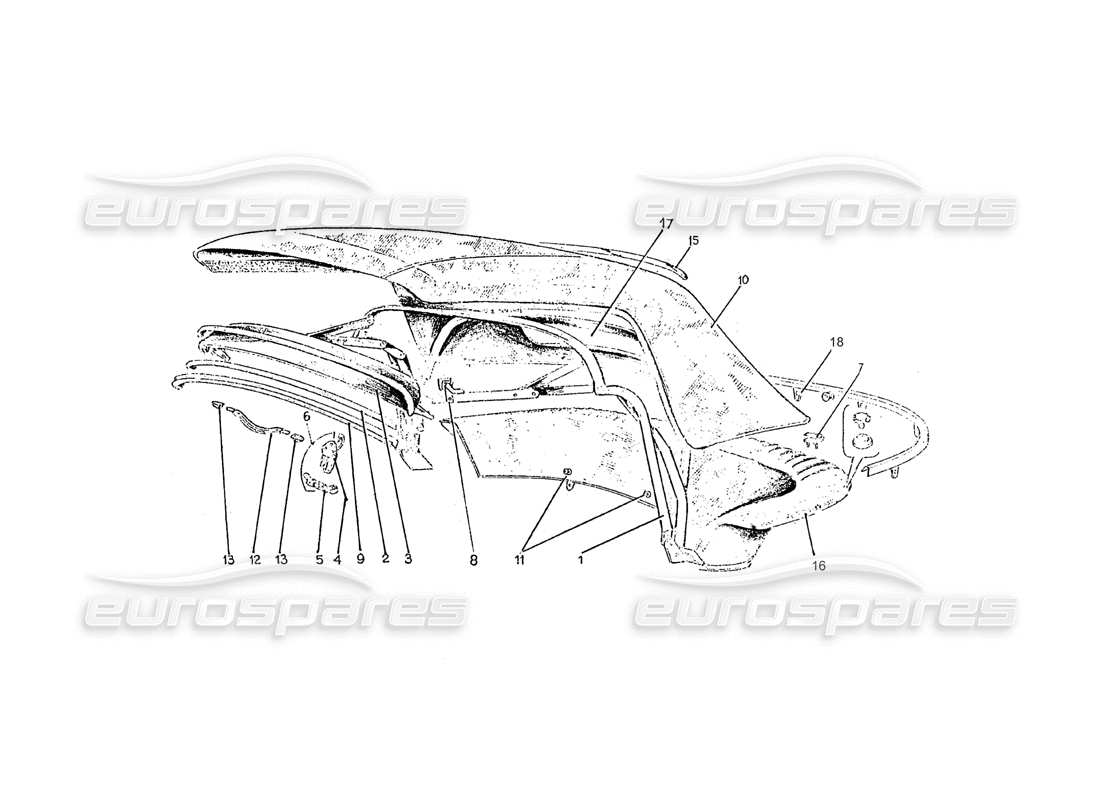 ferrari 275 (pininfarina coachwork) diagrama de partes del gruppo capote