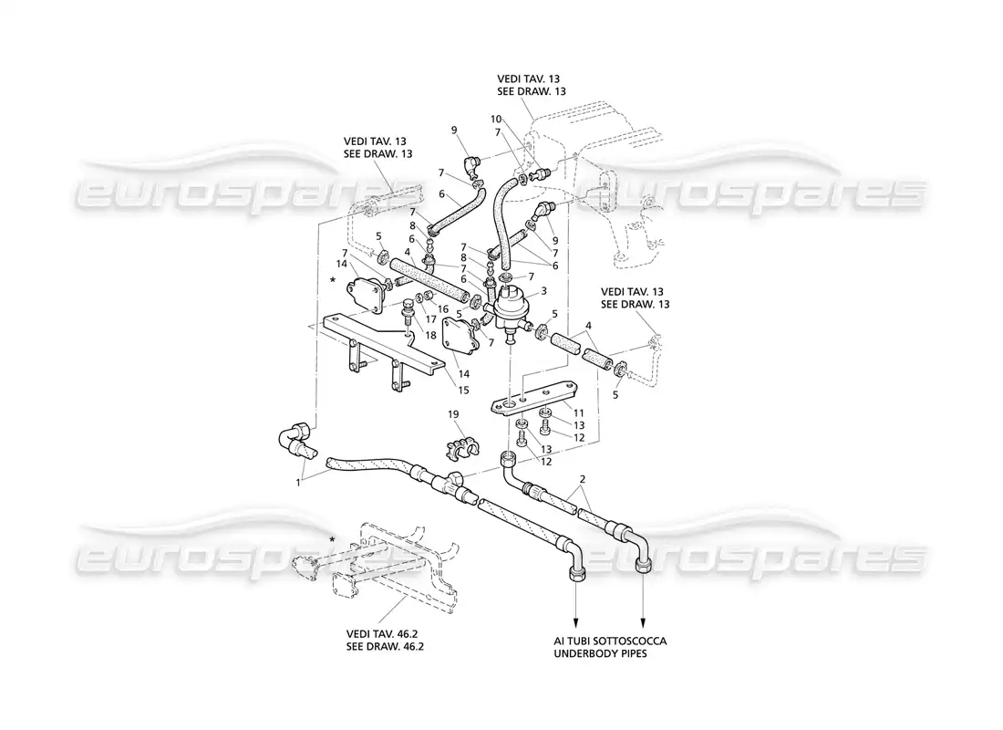 maserati qtp v8 evoluzione colector de admisión y sistema de inyección diagrama de piezas