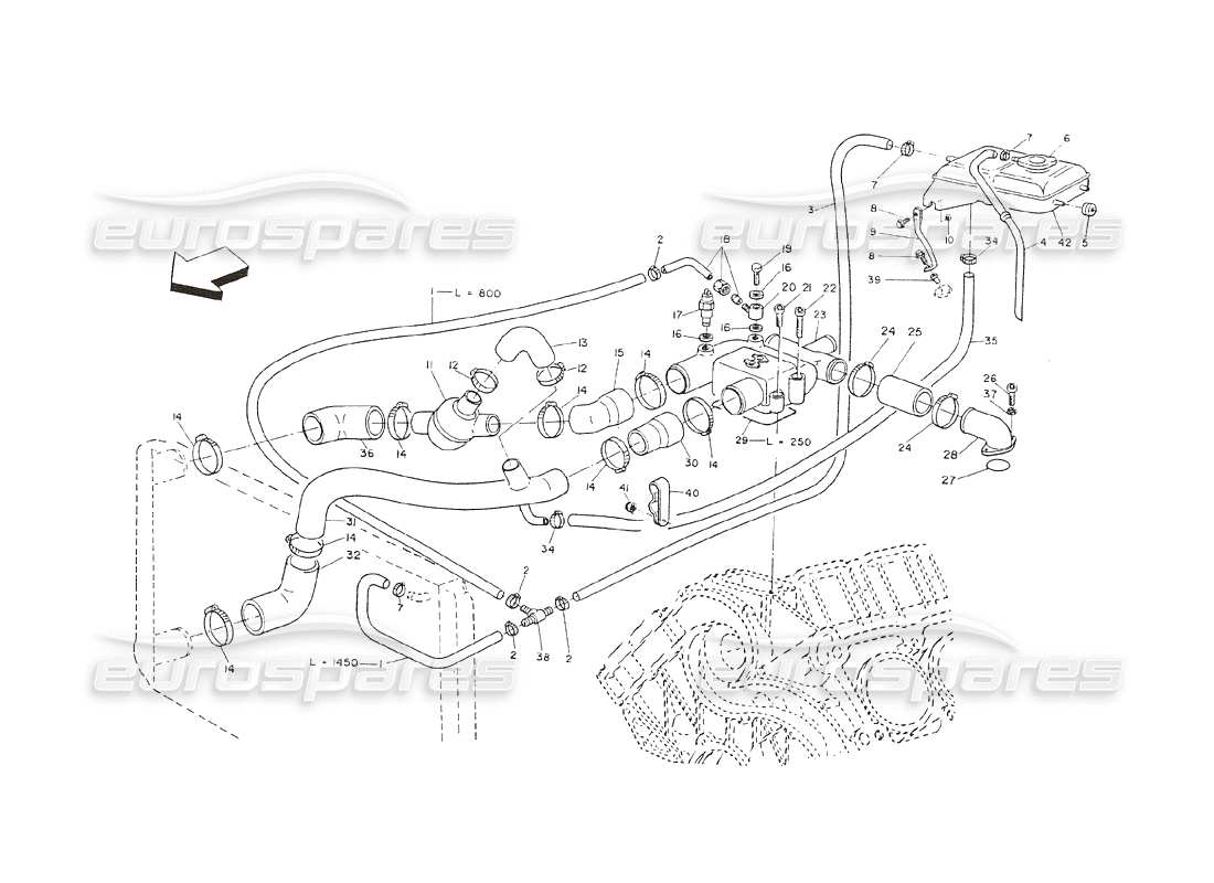 maserati shamal ing. fresco. cuerpo del termostato (versión ch) diagrama de piezas