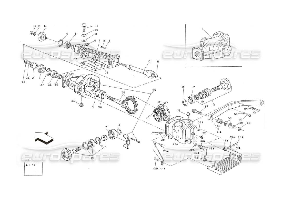 maserati shamal diferencial con radiador diagrama de piezas