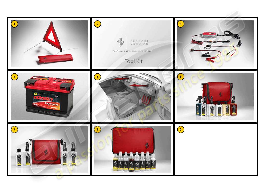 ferrari f430 coupe (accessories) cuidado del automóvil: general diagrama de piezas