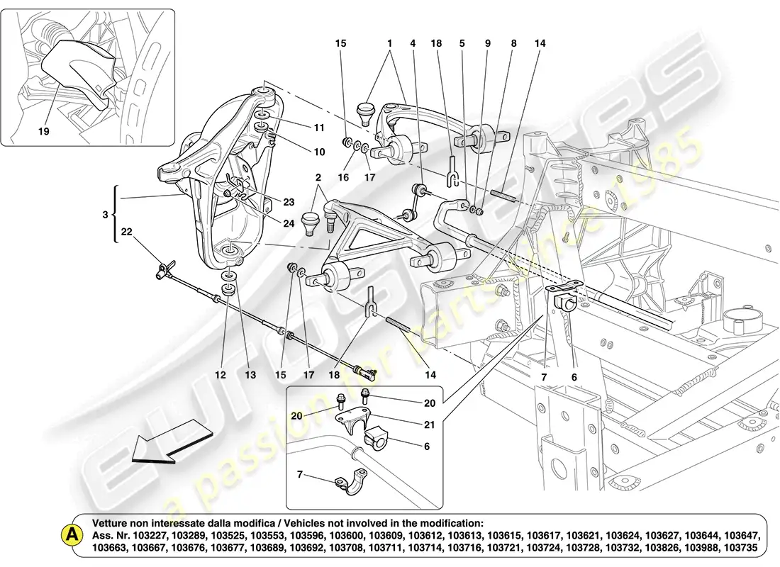 ferrari california (europe) suspensión delantera diagrama de piezas