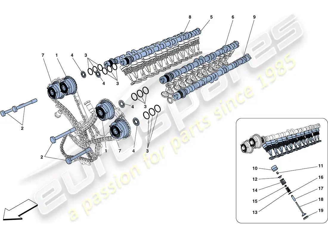 ferrari ff (rhd) timing system - tappets diagrama de piezas
