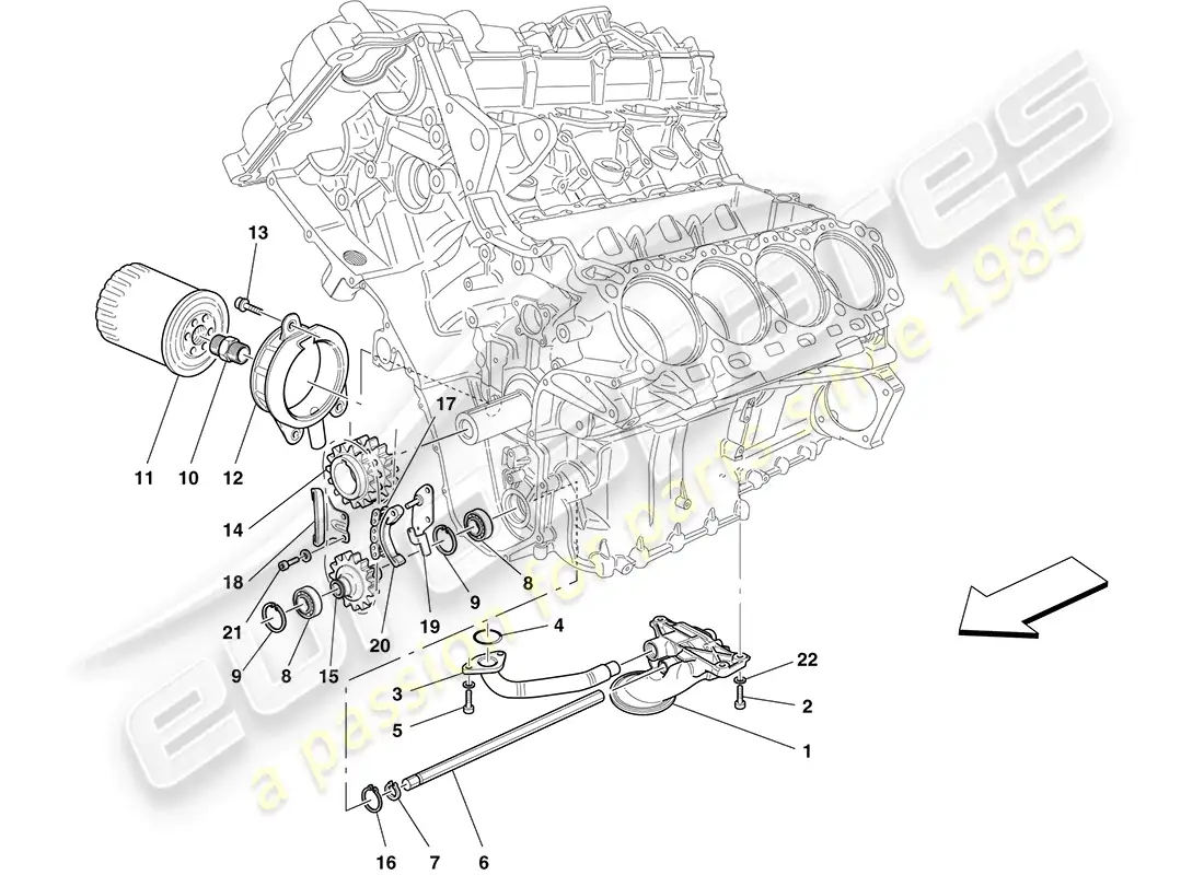 ferrari california (usa) lubrication: pump and filter diagrama de piezas