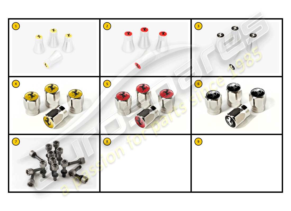 ferrari ff (accessories) exterior - tapas de válvulas diagrama de piezas