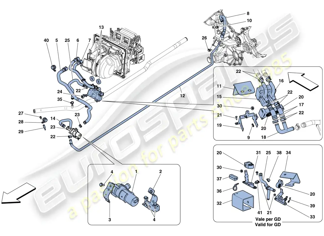 ferrari 458 speciale (usa) sistema de ca - agua diagrama de piezas