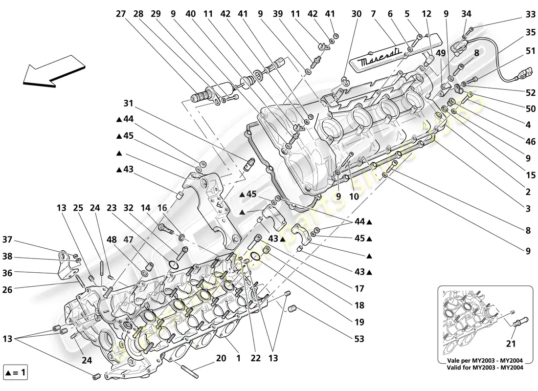 maserati trofeo culata izquierda diagrama de piezas