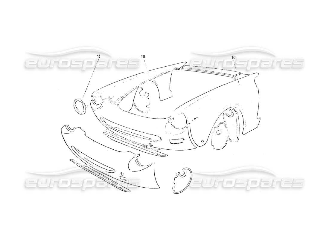 ferrari 275 (pininfarina coachwork) diagrama de piezas del gruppo rivestinento anteriore