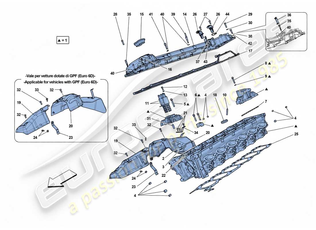 ferrari 812 superfast culata del lado derecho diagrama de piezas