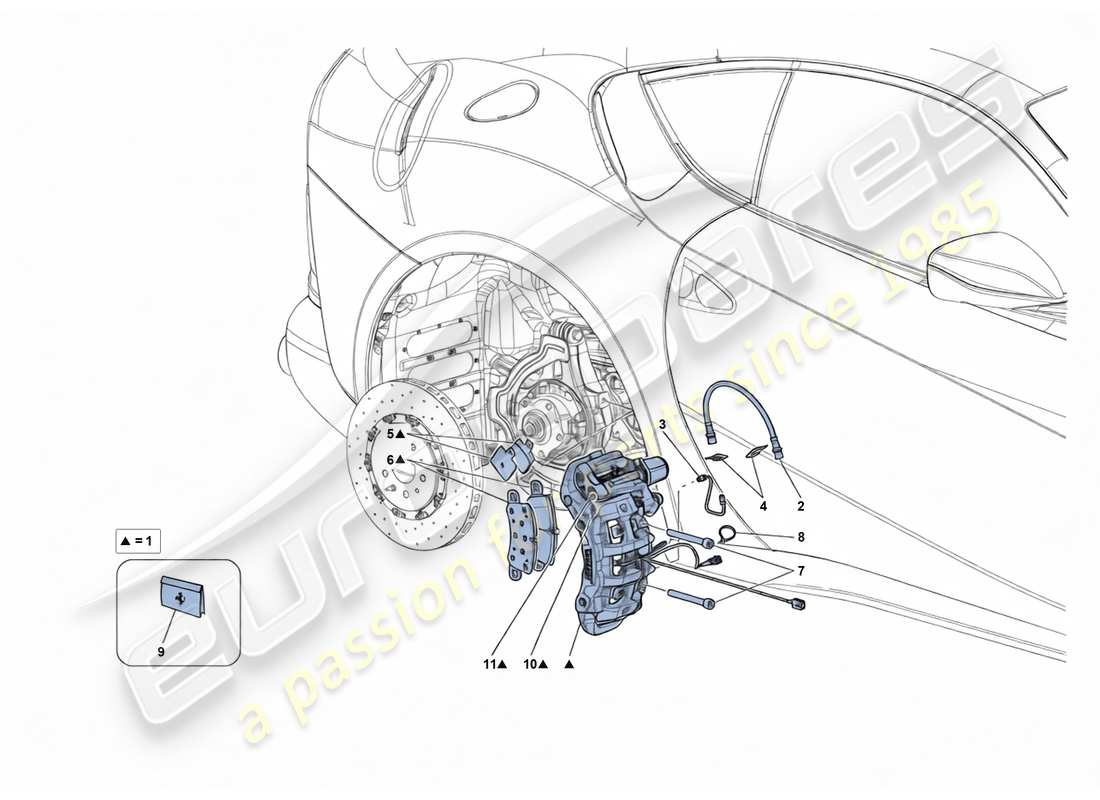 ferrari 812 superfast pinzas de freno trasero diagrama de piezas