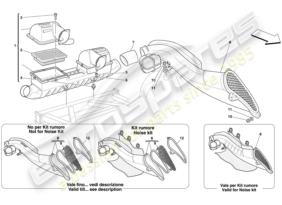 ferrari f430 spider (usa) toma de aire diagrama de piezas