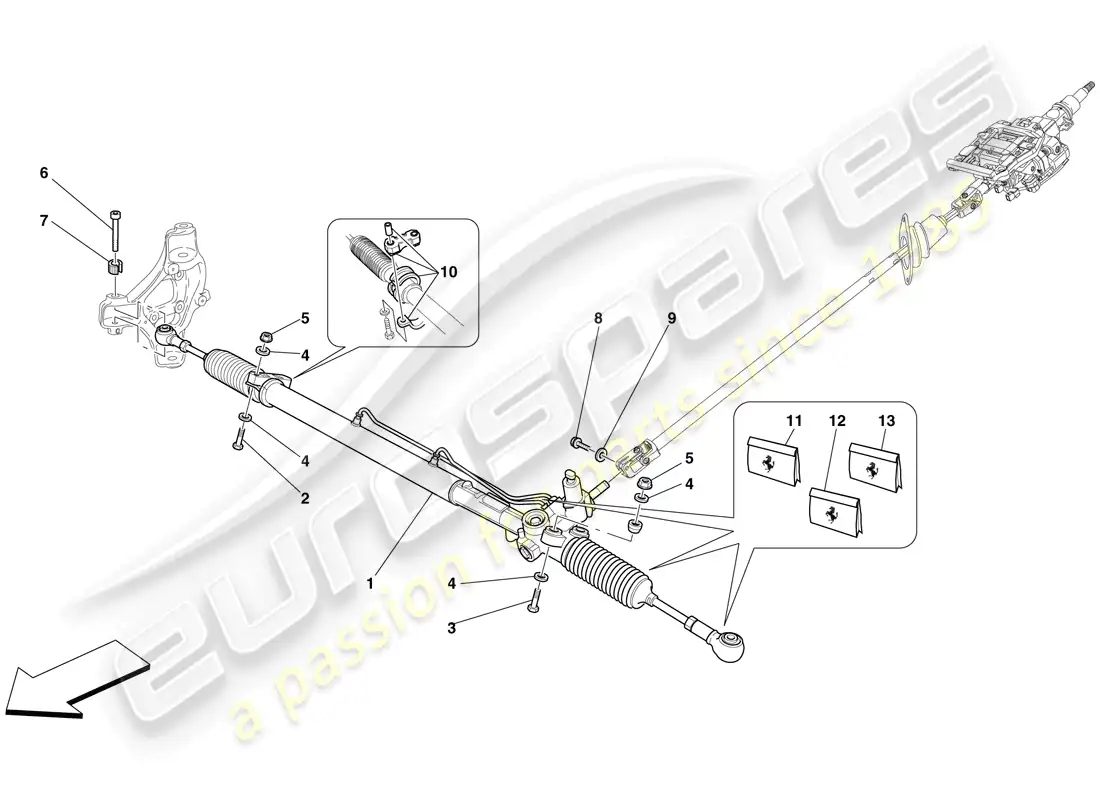 ferrari 612 scaglietti (europe) caja de dirección asistida hidráulica diagrama de piezas