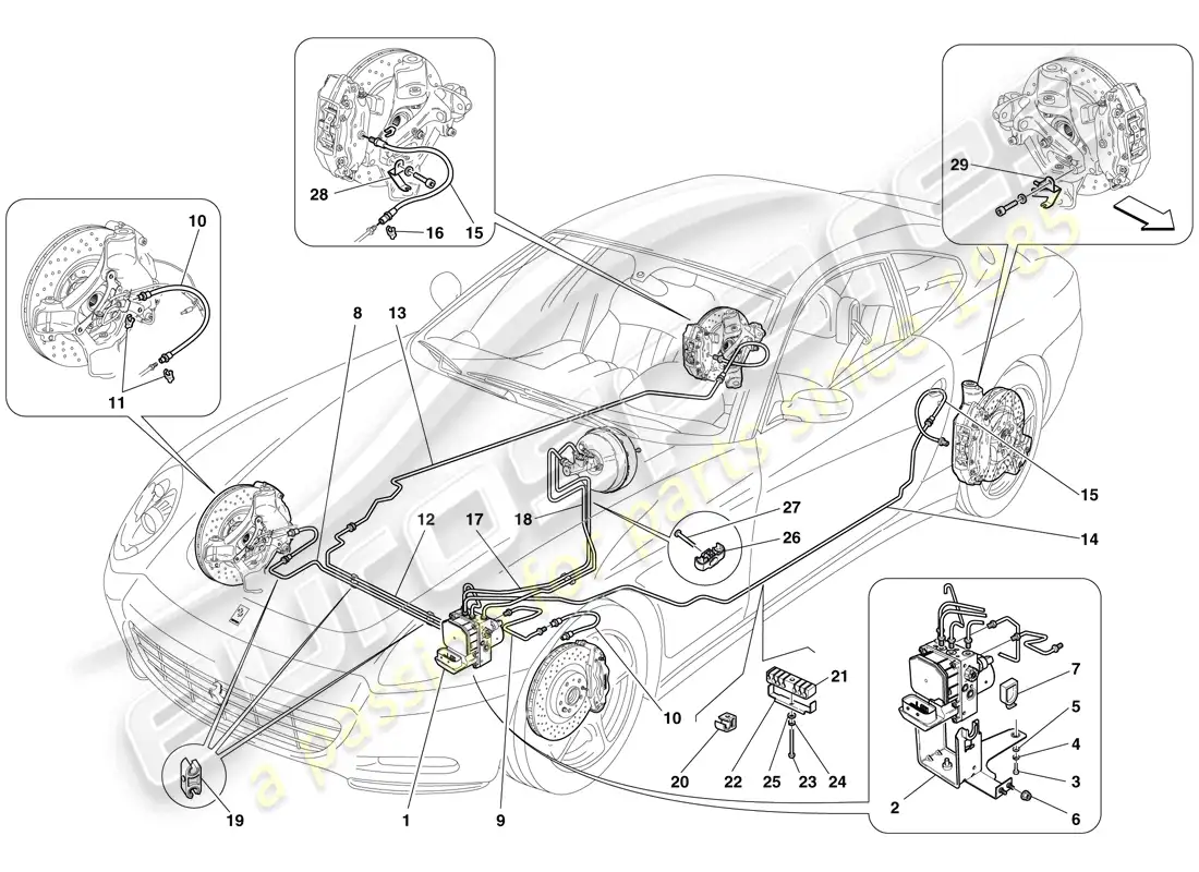 ferrari 612 sessanta (europe) brake system diagrama de piezas
