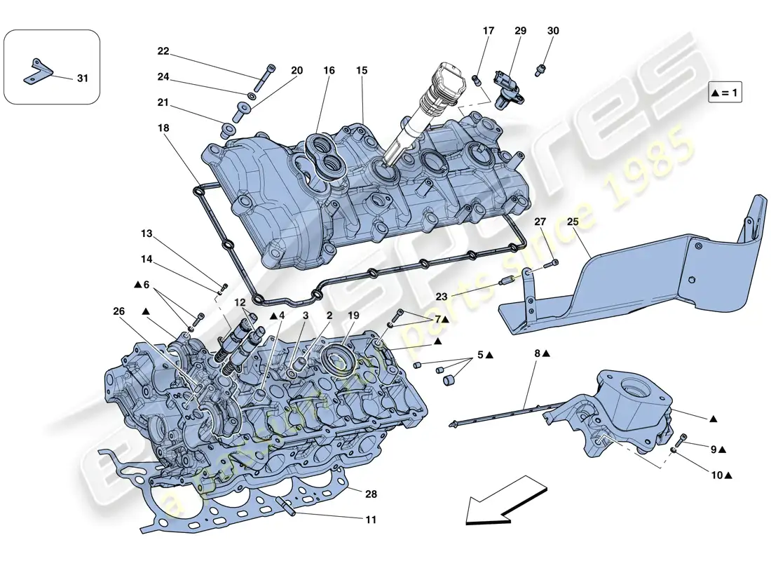 ferrari 458 speciale (rhd) left hand cylinder head diagrama de piezas