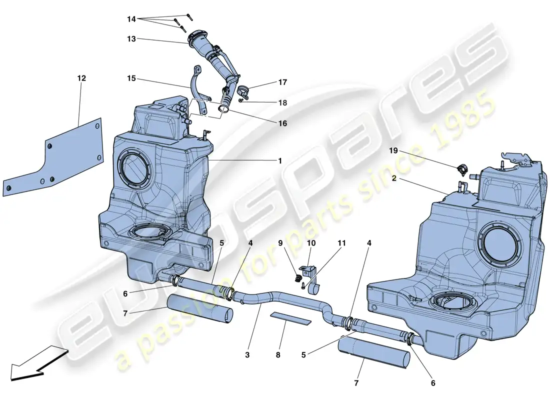 ferrari 488 spider (rhd) depósitos de combustible y cuello de llenado diagrama de piezas