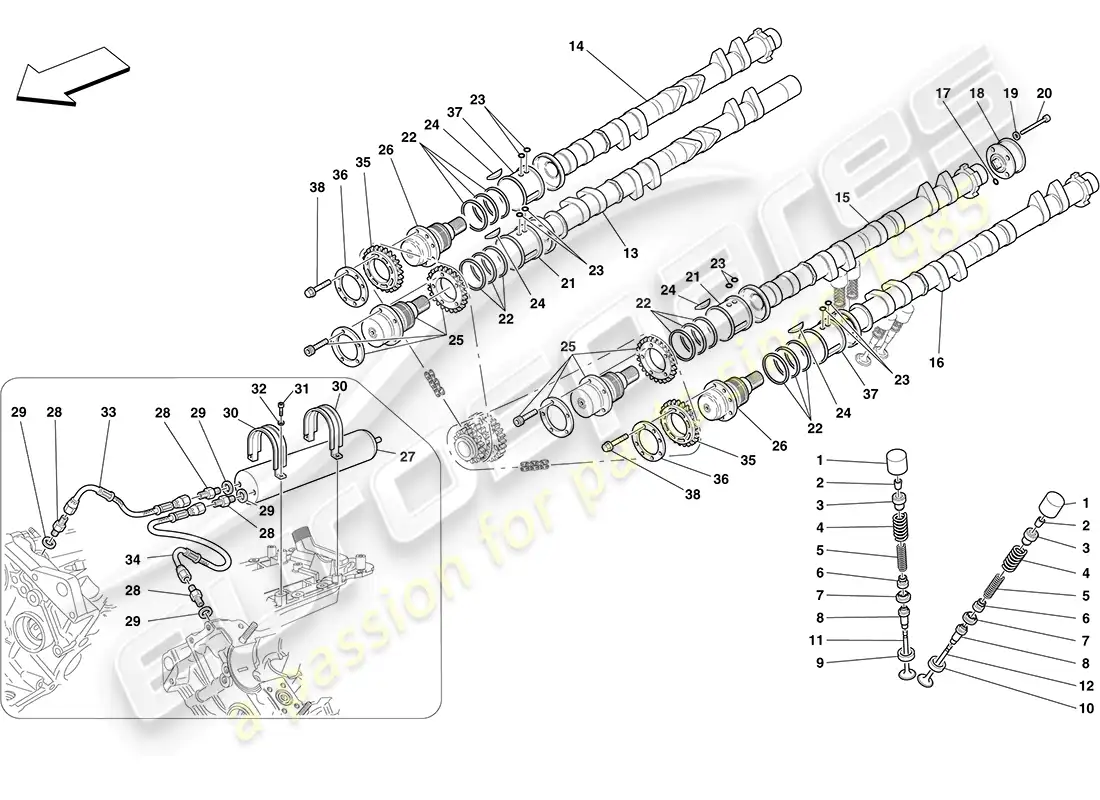 ferrari f430 coupe (usa) timing system - tappets diagrama de piezas