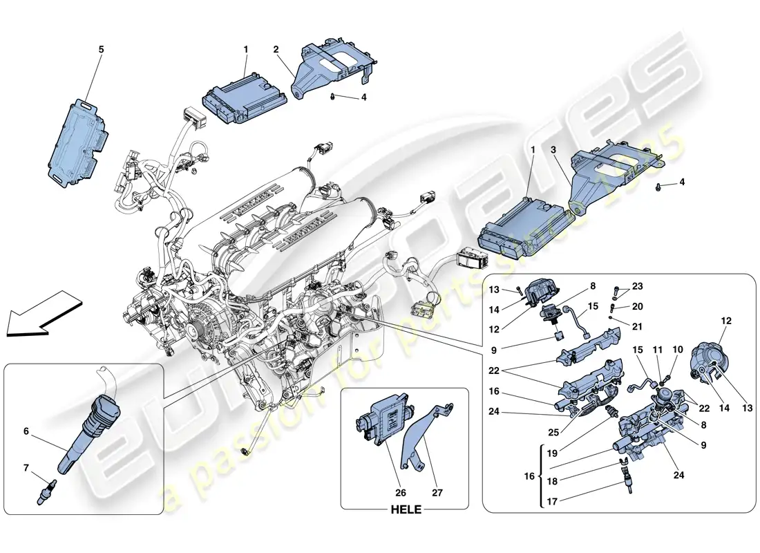 ferrari 458 spider (rhd) inyección - sistema de encendido diagrama de piezas