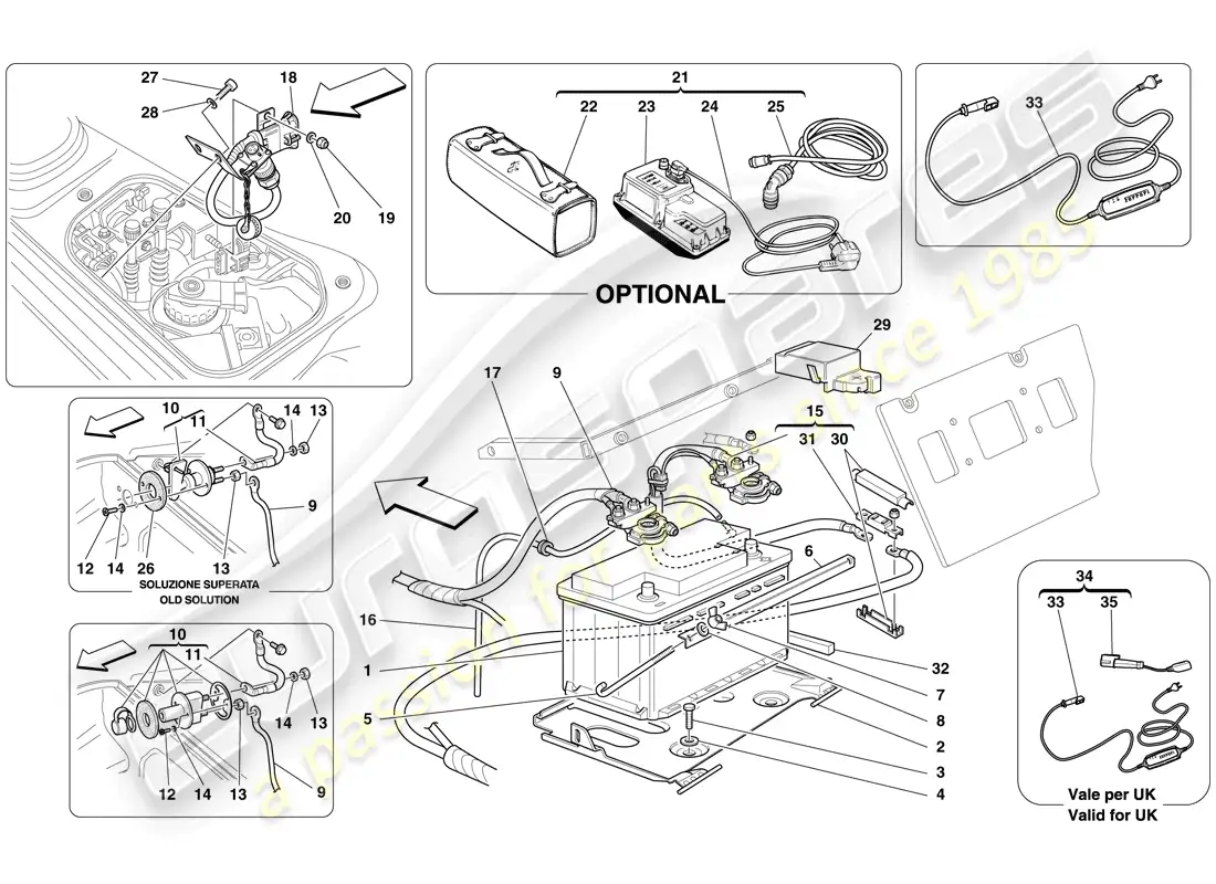 ferrari f430 spider (europe) batería diagrama de piezas