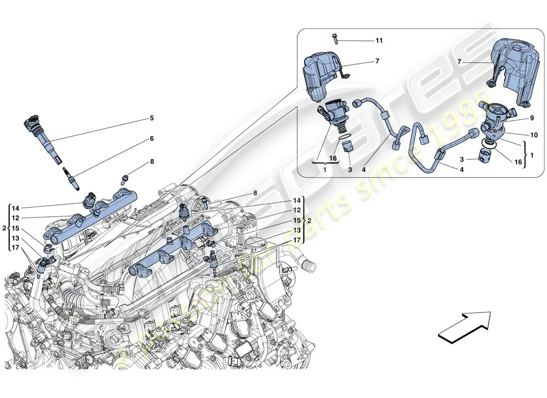 ferrari california t (rhd) inyección - sistema de encendido diagrama de piezas