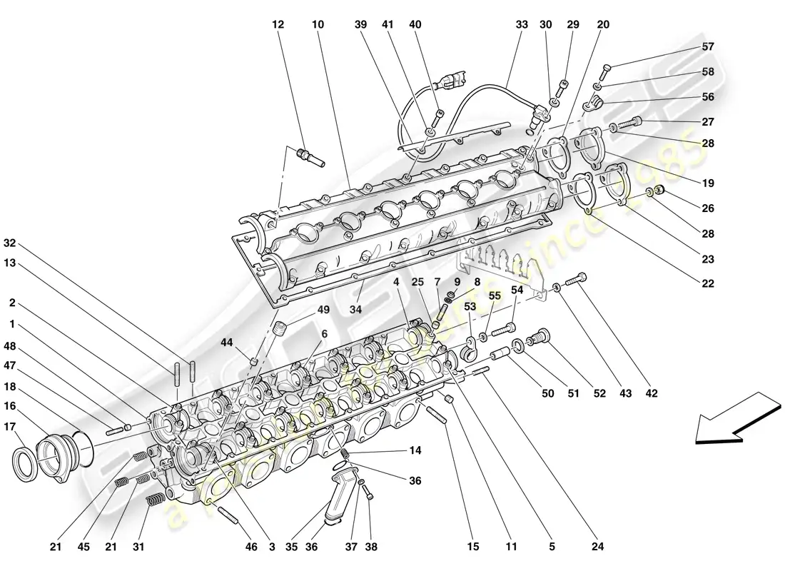 ferrari 612 sessanta (rhd) left hand cylinder head diagrama de piezas