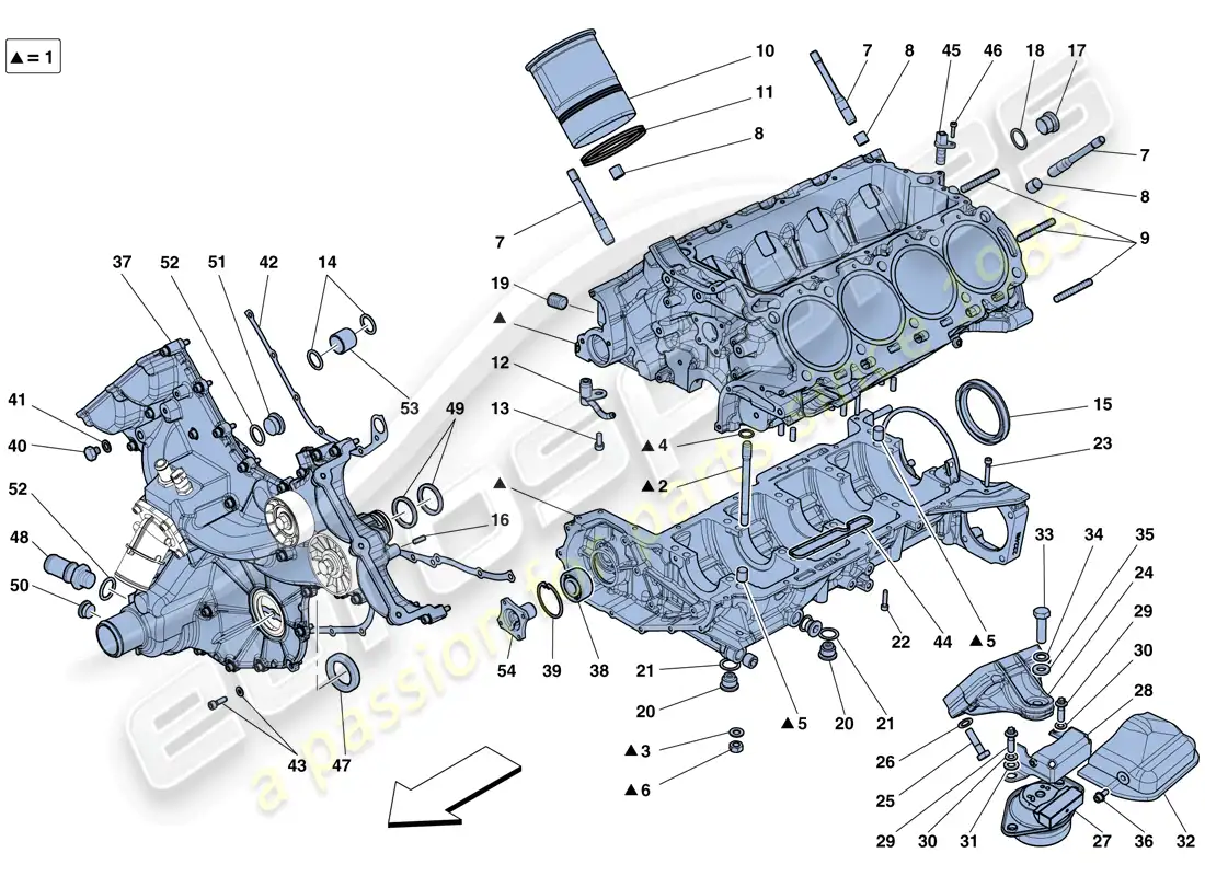 ferrari 458 speciale (rhd) crankcase diagrama de piezas